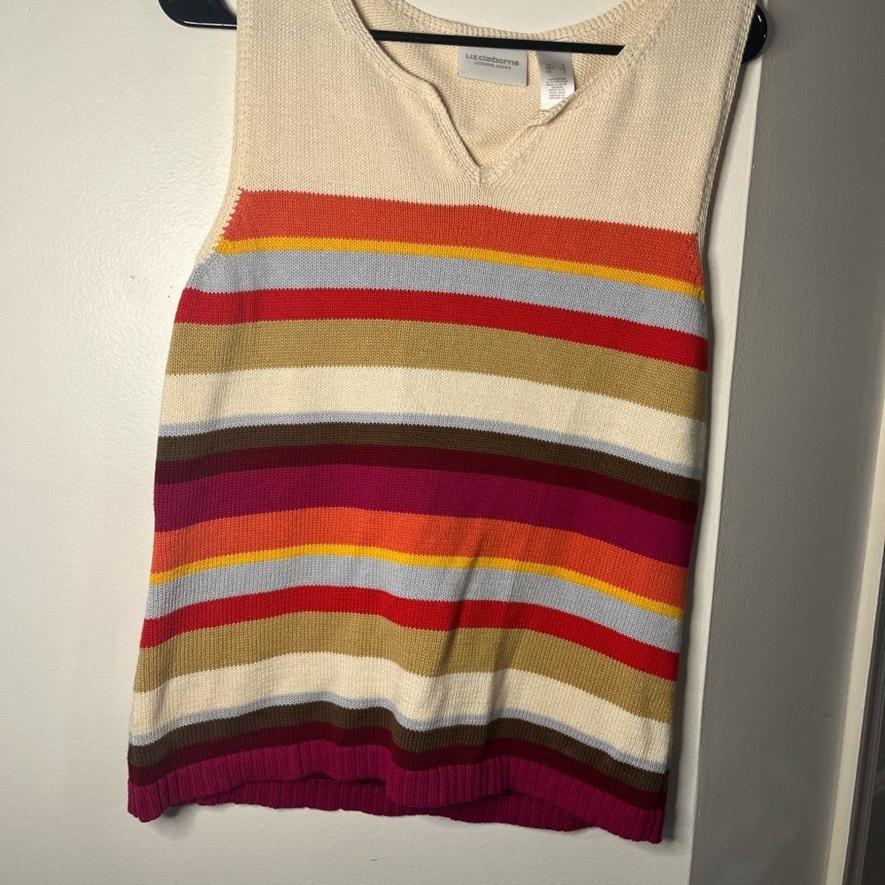 Liz Claiborne Cream and Red Knit Top - Picture 3 of 5